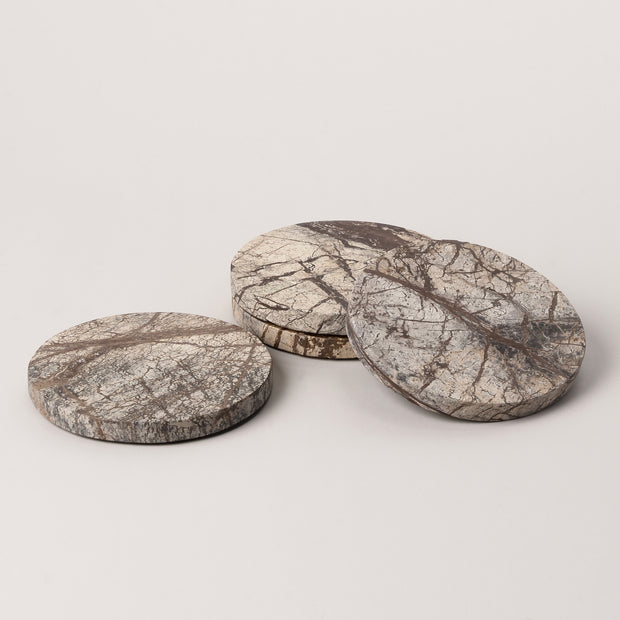 Handmade round "fossil stone" coasters (set of 4)