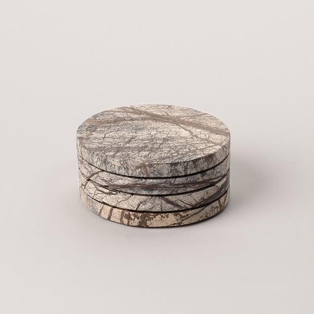 Handmade round "fossil stone" coasters (set of 4)