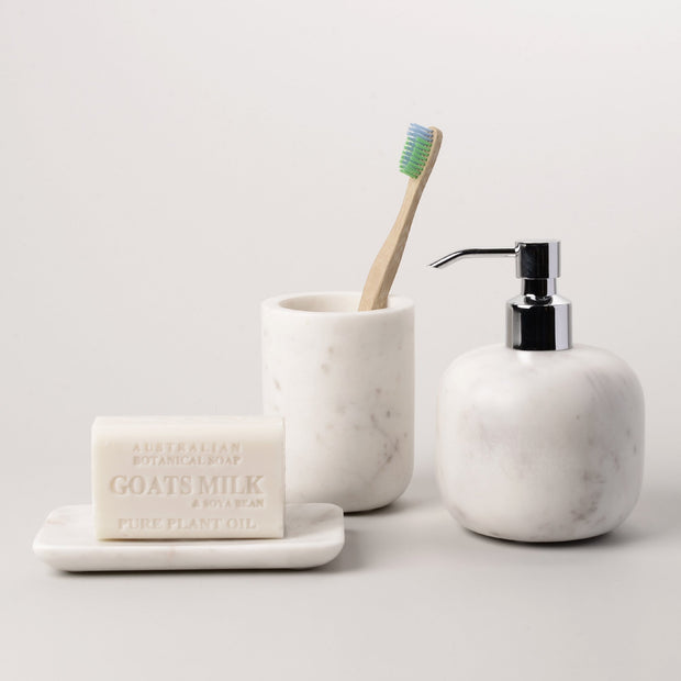 White Marble Toothbrush Holder.